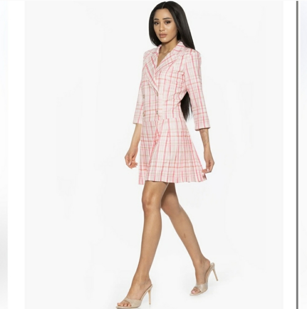 Alexia Admor | Pink Plaid Blazer Dress - Picture 2 of 4